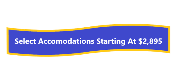 a blue and yellow banner with the words select accommodations starting at 2895 at Savannah Court of Brandon, Brandon, FL